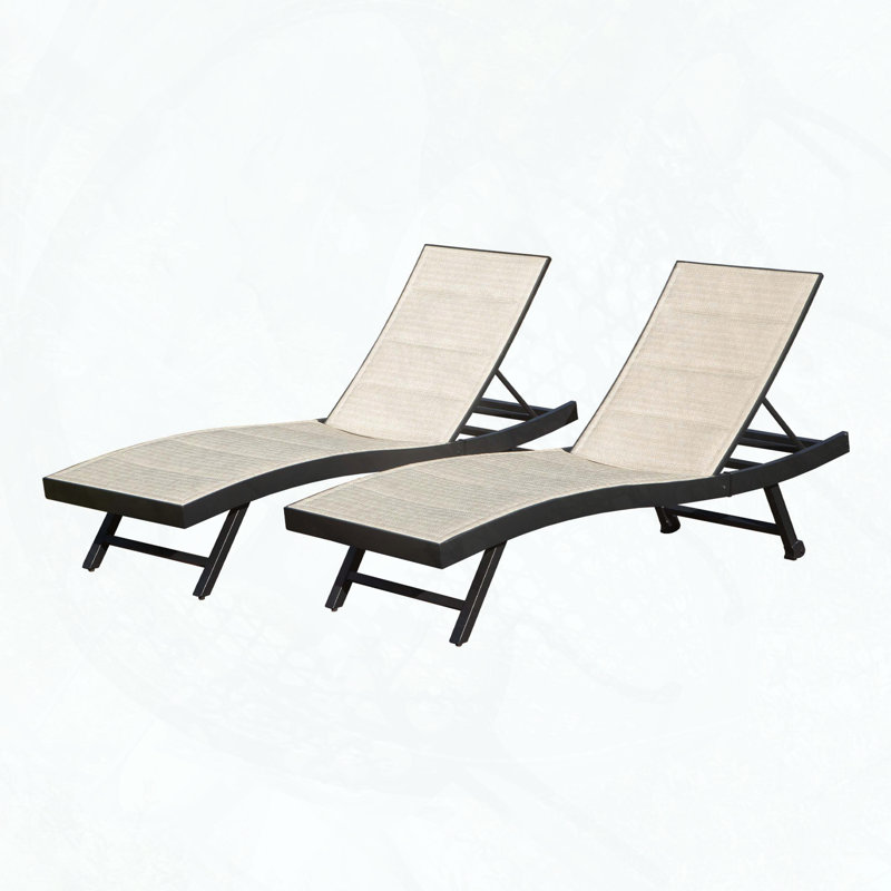 Ensemble de 2 chaises longues de patio avec structure en aluminium et 5 positions réglables