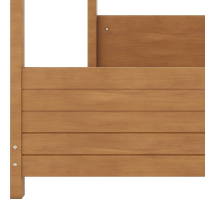 Lit superposé en bois classique avec tablette de rangement, échelle, Walnut
