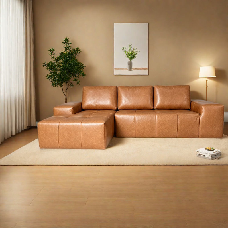 Canapé modulaire en similicuir brun