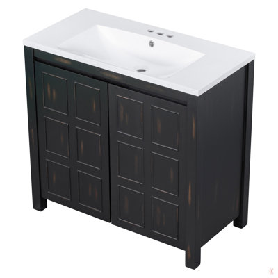 Organisateur de meuble-lavabo 36 po avec lavabo, ensemble d'armoire combiné, armoire de rangement pour salle de bain
