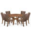 L'ensemble de salle à manger 7 pièces comprend une table de salle à manger et 6 chaises rembourrées en lin brun avec dossier capitonné, noyer antique-315314045-322586574