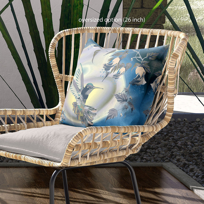 Housse de coussin en polyester pour l'intérieur et l'extérieur, Bleu / jaune, 16 po x 16 po
