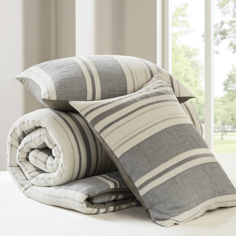 3 pièces d'édredon double / grand - Esthétique décontractée, coton naturel, rembourrage, collection Construction Estesthetic, composition 100% coton, moelleux et confortable, entretien facile