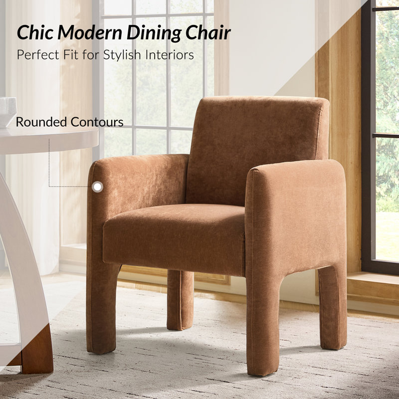 Natalie Modern Upholstered Fully Assemble Dining Chair with Solid Wood Legs, Cream