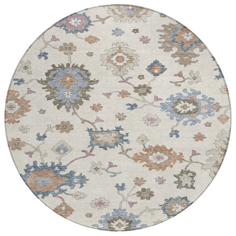 Machine Washable Indoor/Outdoor Segin ACN1218 Rug, Round 8'