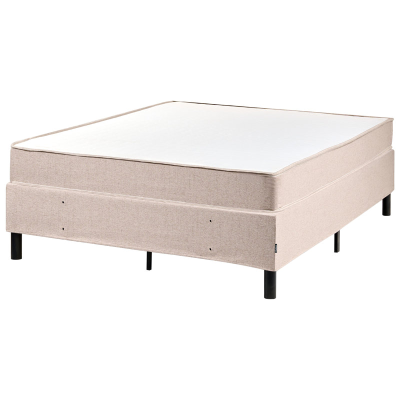 Upholstered Fabric Bed with Mattress, 120 x 200 cm, Beige