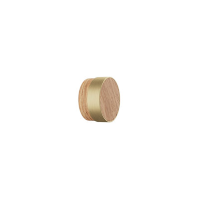 Oak Brass Large "Radio" Round Cabinet Knobs