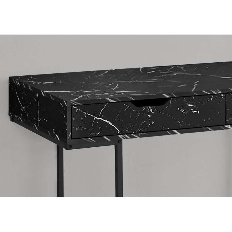 Bureau d'ordinateur, bureau personnel, ordinateur portable, tiroirs de rangement, L 48 po, métal stratifié aspect marbre, contemporain, moderne