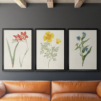 Fleurs des saisons IV - Toile tendue avec châssis sur mesure - 3 pièces