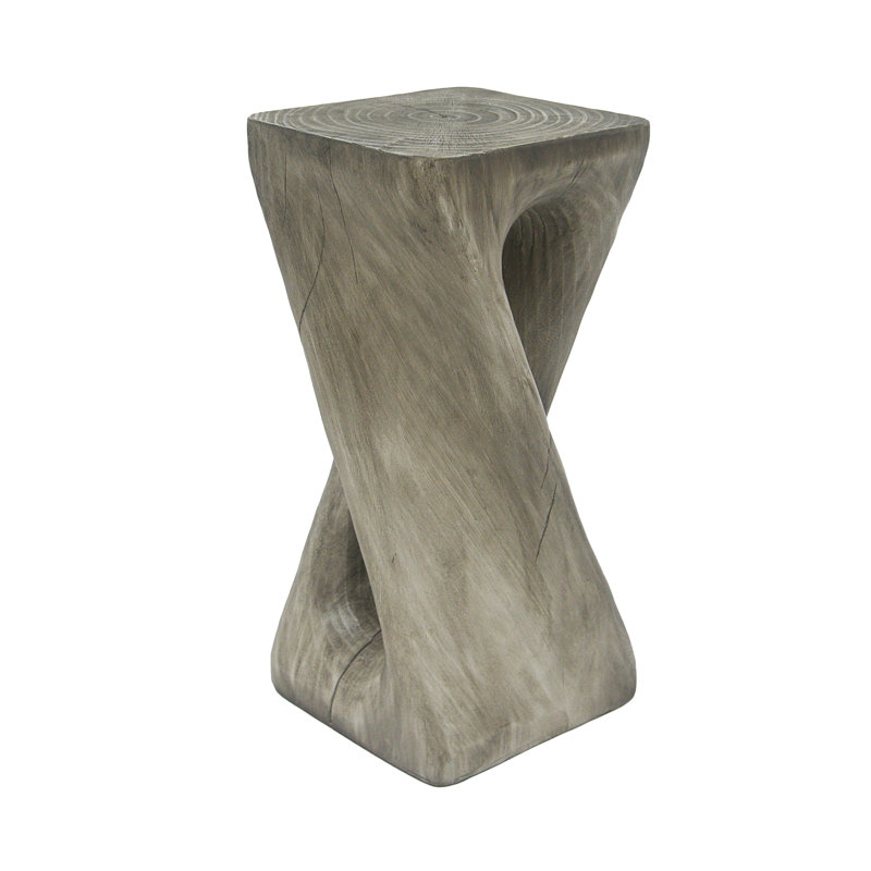 Esdert MGO Twist Shape Side Table, Gray, 26.8" H x 12.5" W x 12.5" D