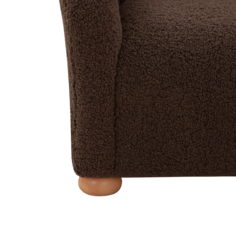Galloway Wingback Accent Chair, Dark Brown Faux Shearling