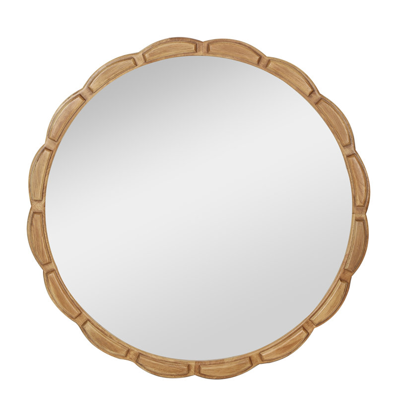 Round Solid Wood Wall Mirror