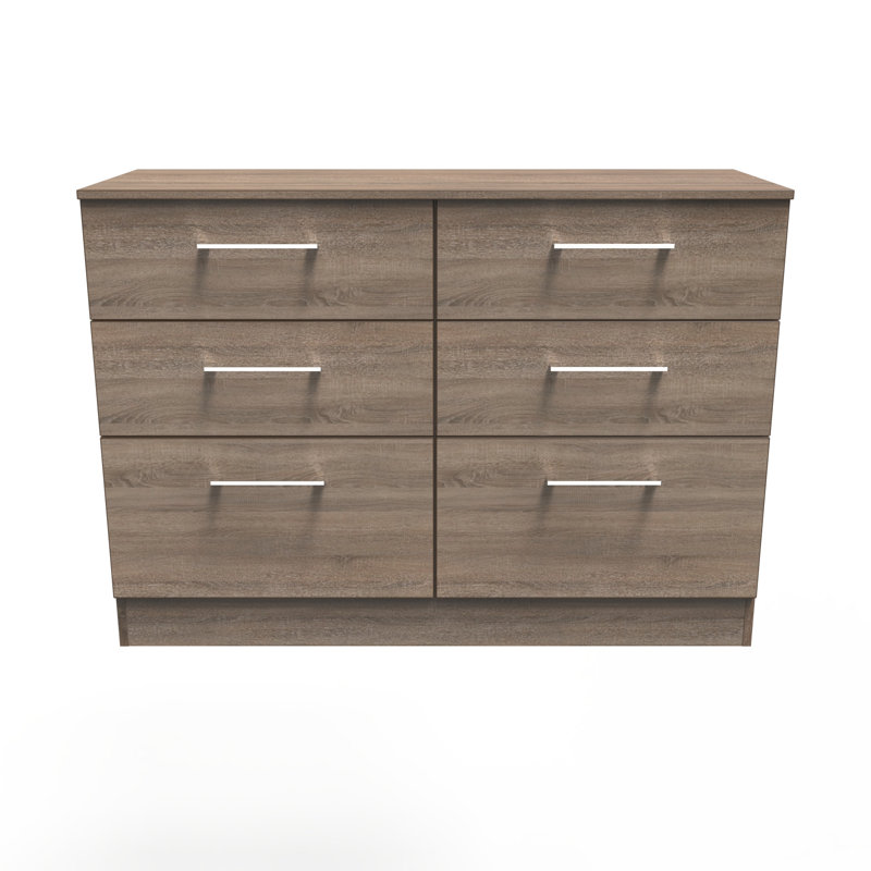 Fully Assembled Ingram 6 Drawer Chest, Darkolino Oak