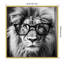 «Black and White Lion in Reading Glasses» par The Creative Bunch Studio, reproduction d'art sur toile encadrée-1071345845