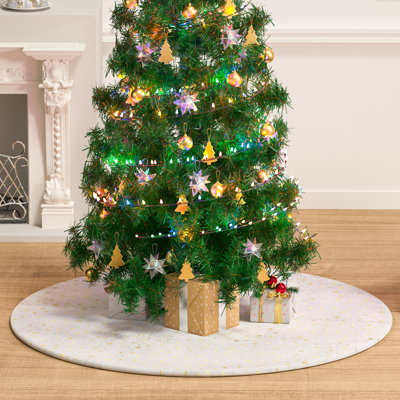 MoNiBloom Christmas Tree Skirt, Velvet Stars Christmas Tree Skirt For Holiday Xmas Home Party Decorations
