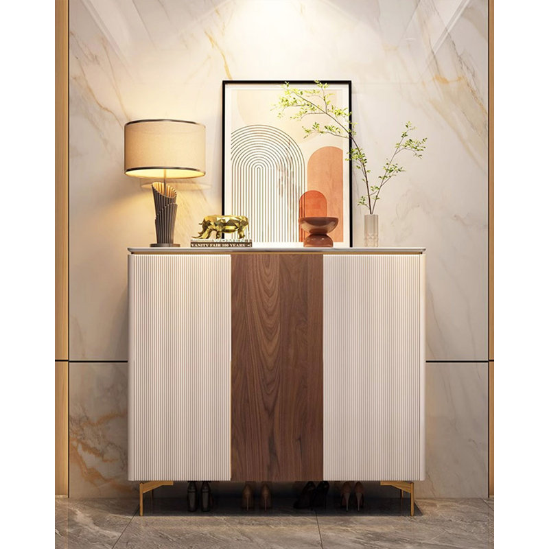 Modern Luxury Crystal Stone Countertop Shoe Cabinet, 33.46" H x 47.24" W x 15.75" D