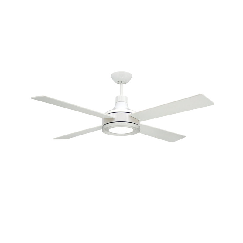 Kayenat 52'' Ceiling Fan with LED Lights, Pure White with Bleached Oak Blades