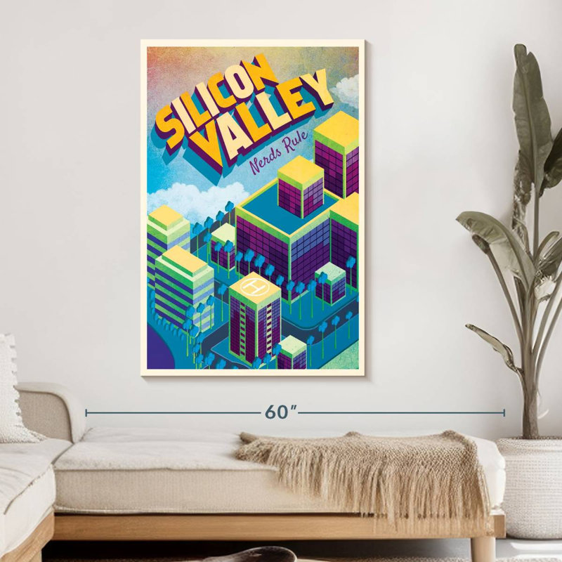 «Silicon Valley» sur toile, H 48 po x l 32 po x P 1,25 po