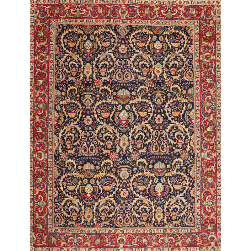 Tapis décoratif bleu oriental/bleu marine/beige ABANA, Rectangle 2 pi x 4 pi