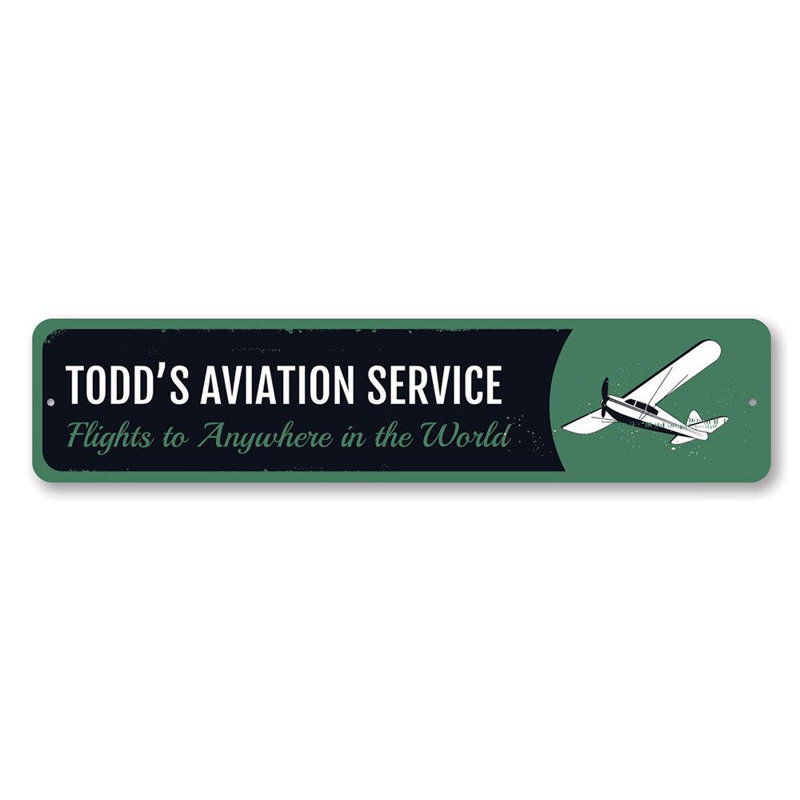 Enseigne métallique de service d'avion, H 4 po x l 18 po x P 0,04 po