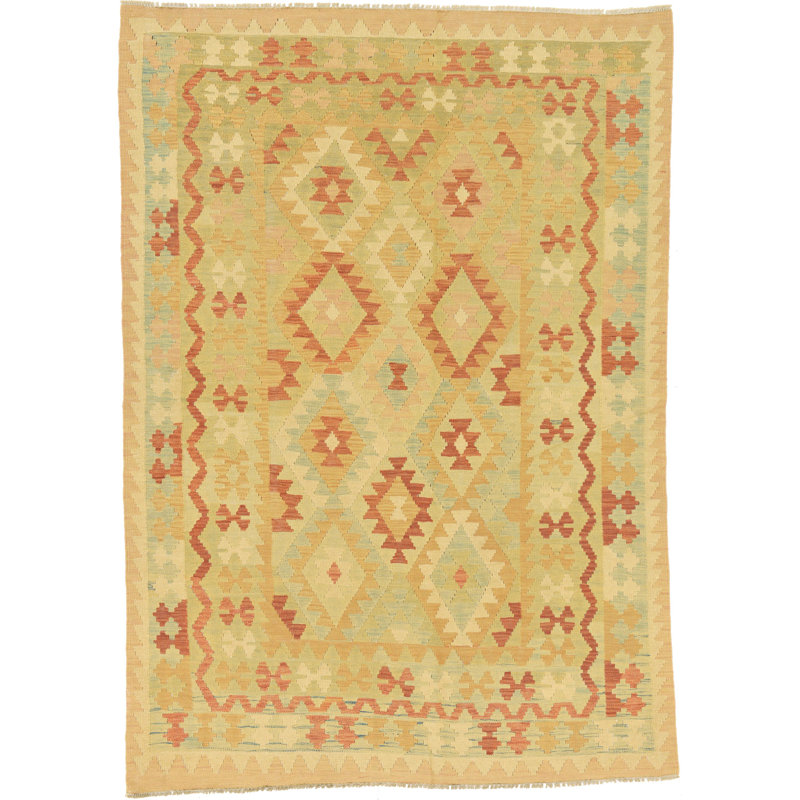 Tapis intérieur de la laine 4 pi 9 po x 6 pi 8 po one-of-kind à la main noué la new age Elland