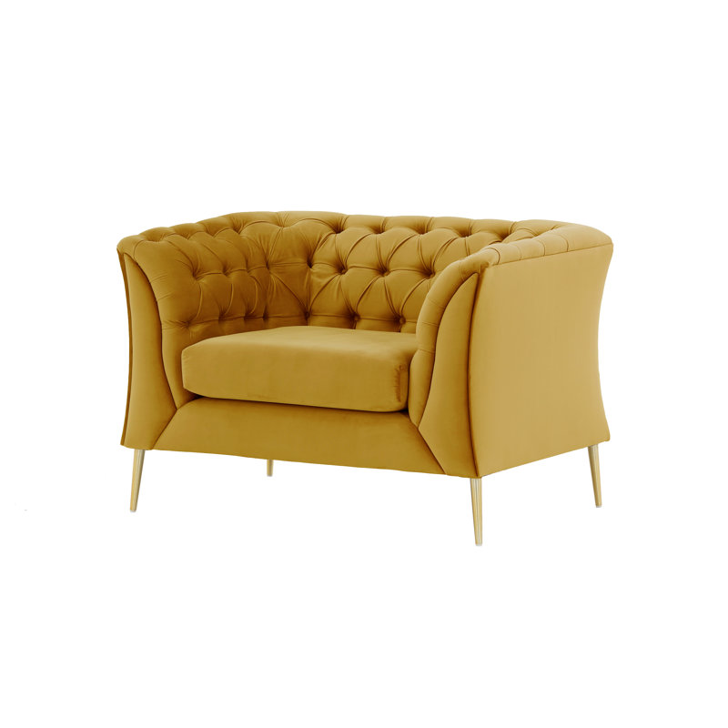 Septimus Upholstered Chesterfield Chair, Yellow