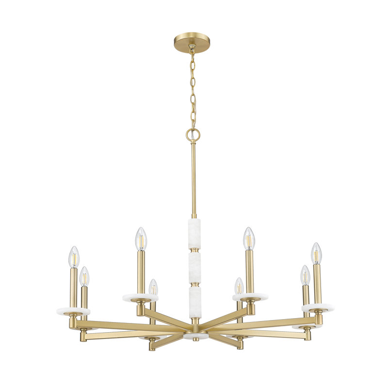 Lustre moderne Kaden, Doré, H 29,25 po x l 36,5 po x P 36,5 po, 8 lumières