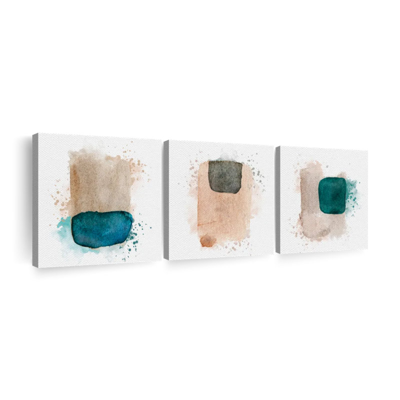 «Abstract Abstract Forms Splatter», reproduction d'art sur toile 3 pièces par Artsy Sally, H 15 po x l 47 po x P 1,25 po