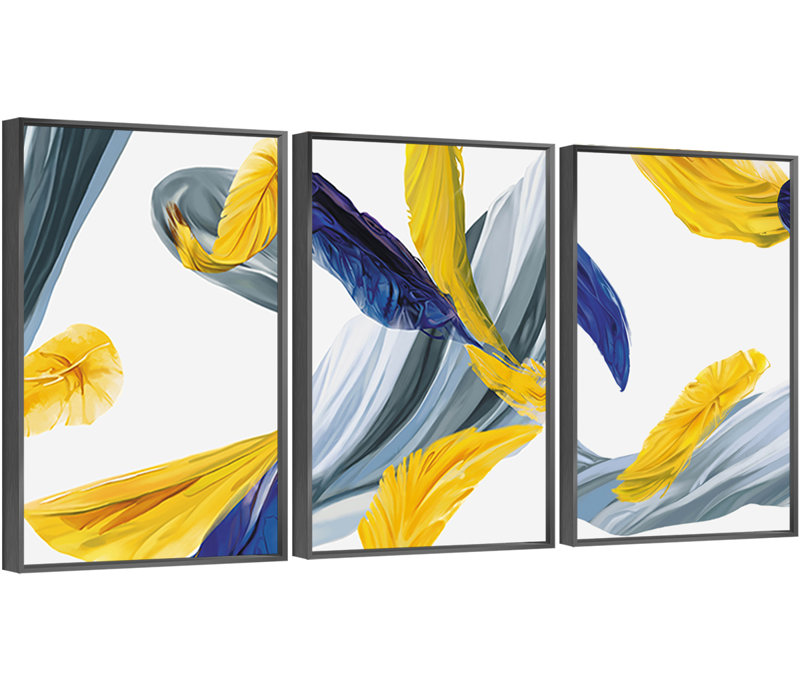 "Abstract Lines", art mural encadré en aluminium, H 24,3 po x l 48,3 po x P 1,65 po, Cadre noir