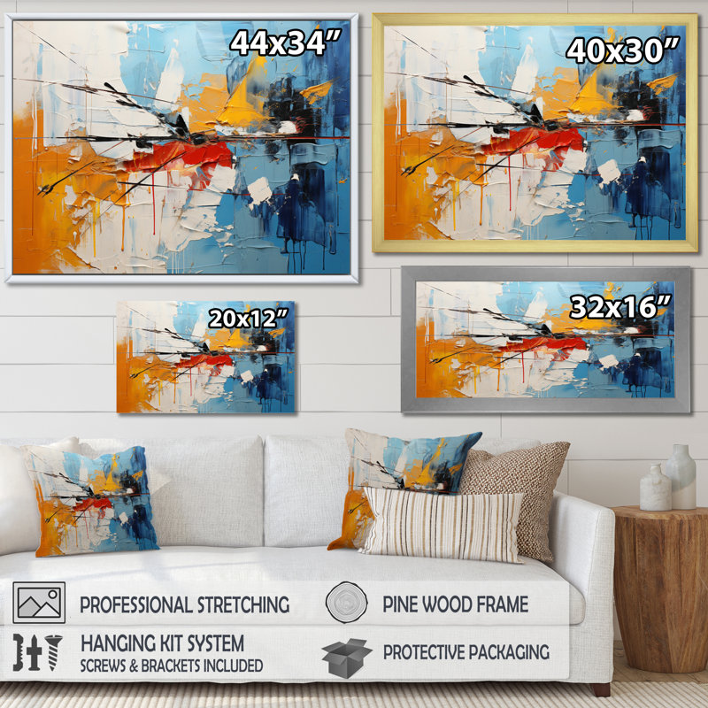 Genara Rythme Abstraction II, Cadre flottant noir, H 24 po x l 32 po x P 1 po