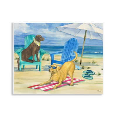 Dogs on Beach Towel Wall Plaque Art by Paul Brent