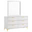 Commode blanche à 6 tiroirs avec miroir-742476834