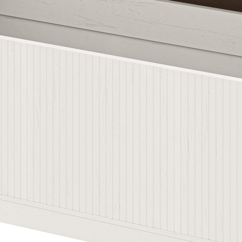 Wood Storage Bench, Blanc / bois et lamelle