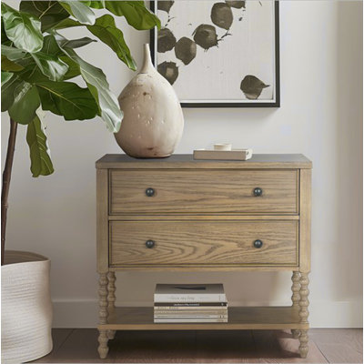 Commode d'appoint 2 tiroirs Naturel Voir ci-dessous