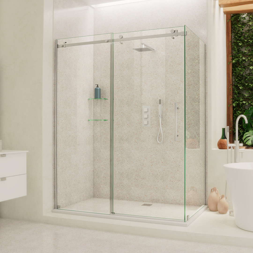 Enigma Air 60.38" W x 34.75" D x  76" H Frameless Rectangle Walk In Shower Enclosure DreamLine 
