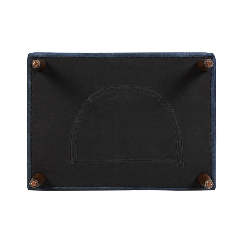 Napa Full Grain Genuine Italian Leather Ottoman, Midnight Blue