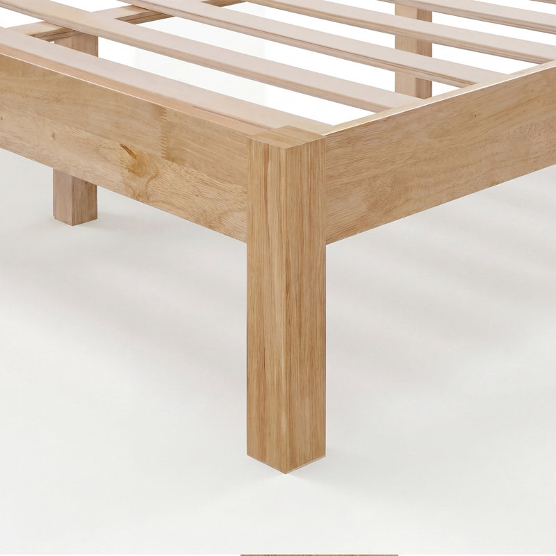 Lit plateforme en bois massif avec tête de lit Signature, très grand, finition naturelle, aucun sommier requis, assemblage facile