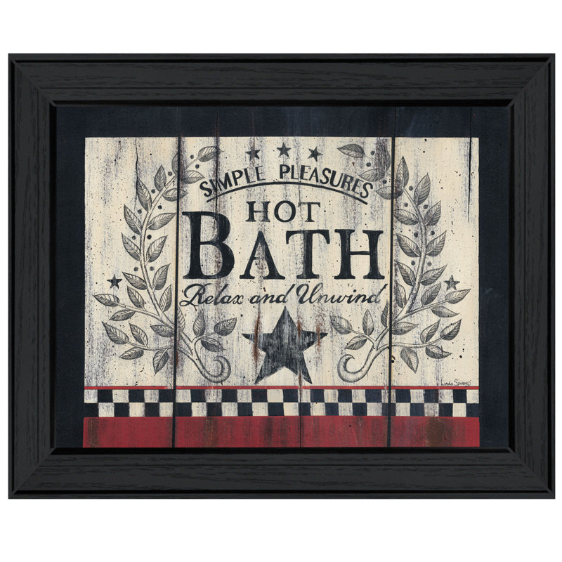 «Hot Bath» par Linda Spivey, reproduction d'art sur papier, H 15 po x l 19 po x P 1 po, Cadre noir