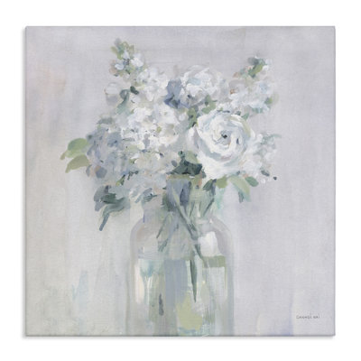 " White Abstract Bouquet " by Danhui Nai Painting Print