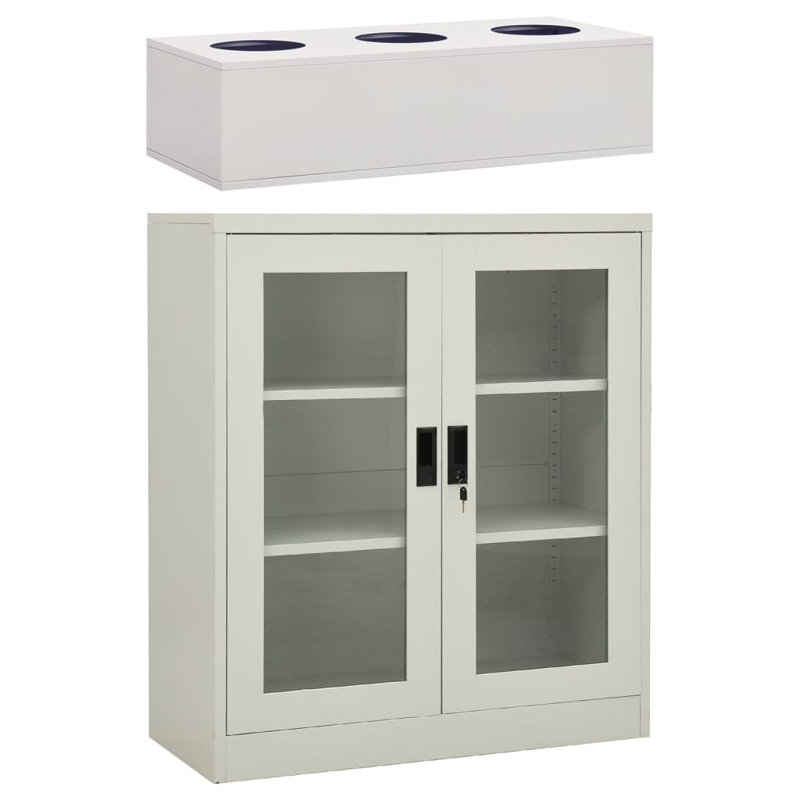 Office Cabinet with Planter Box 35.4" x 15.7" x 50.4" Steel, Light Gray