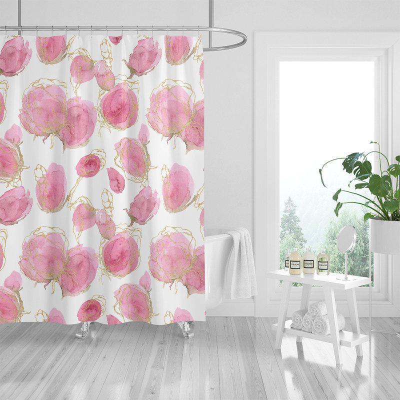 Rideau de douche simple à motif floral Pedroza, H 83 po x l 70 po