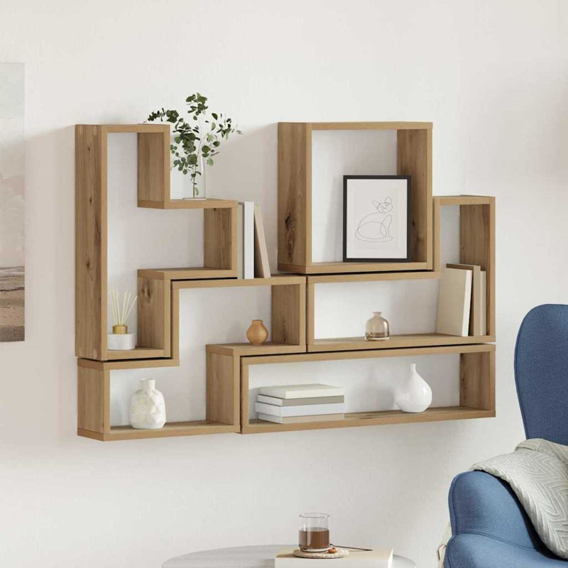Wall Cube With Shelf 96 X 12 X 64 Cm Engineered Wood, Artisan Oak