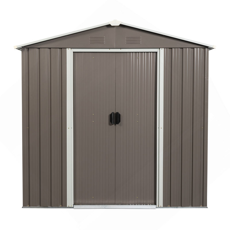 Remise de rangement extérieure en métal 6 pi x 5 pi gris, Gris, H 72,44 po x l 46,85 po x P 72,44 po