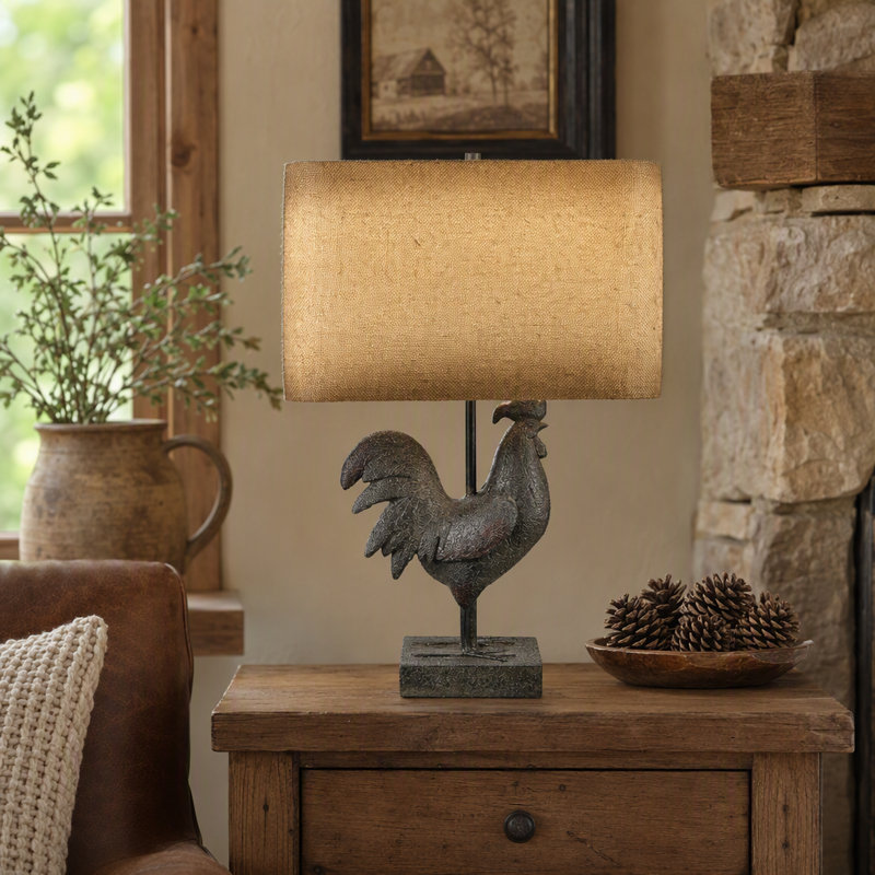 24.25" Resin Table Lamp With Beige Shade