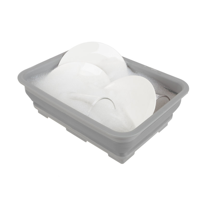 Wakeman Collapsible 7.27L Ice Bucket - Multi-Use Basin, Dish Tub, and Storage Basket, Grey