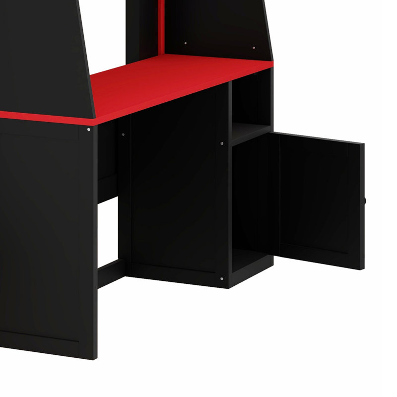 Lit superposé moderne avec éclairage à DEL, bureau, tablettes et tiroirs