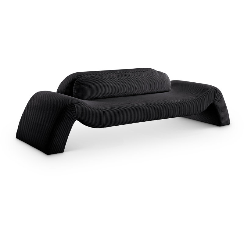 Causeuse Austin, Velours côtelé noir, 29.5" H x 107" W x 34" D