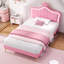 Upholstered Bed With Led Adjustable Crown Shape Headboard-1217144605-1227393536