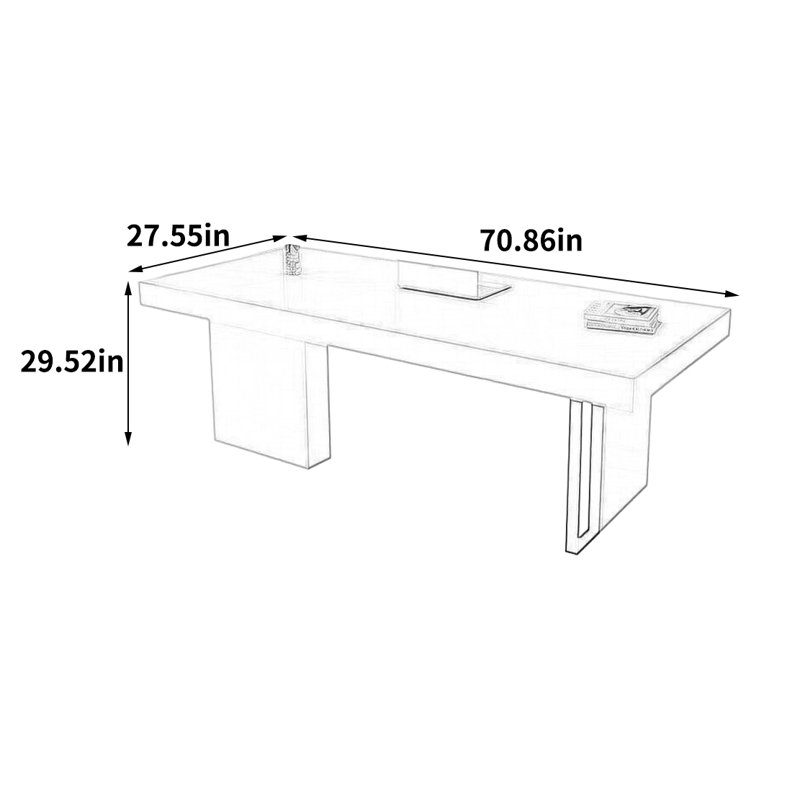 Bureau moderne et minimaliste, H 29,52 po x l 70,86 po x P 27,55 po 