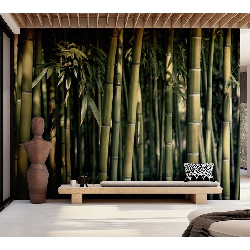 Murale Bamboo Jungle, L 82 po x l 118 po, Vert foncé